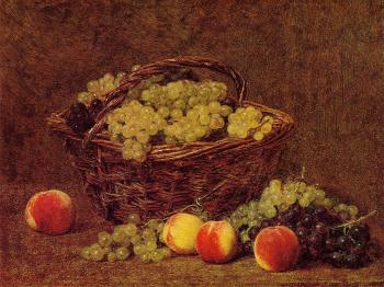 亨利 方丹 拉圖爾 Basket of White Grapes and Peaches